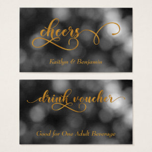 Gold Typography Black & White Bokeh Drink Vouchers