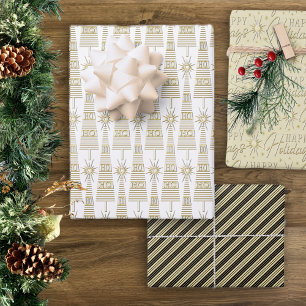 Gold Typography Christmas Wrapping Paper Sheet