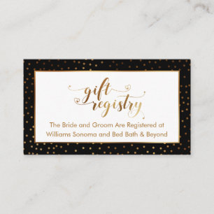 Gold Typography & Confetti Gift Registry Cards