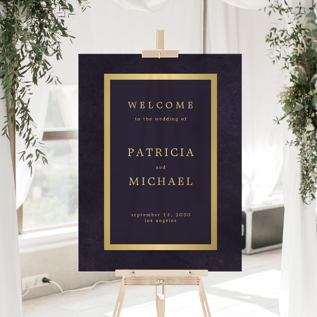 Gold typography dark purple acrylic welcome sign (Creator Uploaded)
