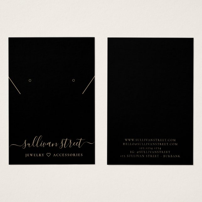 Gold Typography Earrings Necklace Display Card (Front & Back)