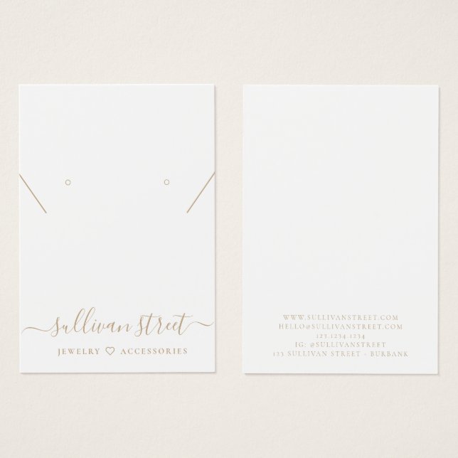 Gold Typography Earrings Necklace Display Card (Front & Back)