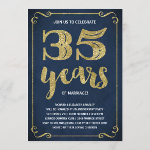 Gold Typography   Faux Foil 35th Anniversary Invitation