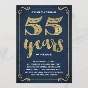 Gold Typography   Faux Foil 55th Anniversary Invitation