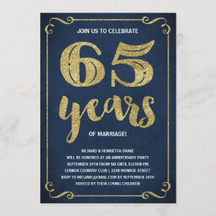 Gold Typography   Faux Foil 65th Anniversary Invitation