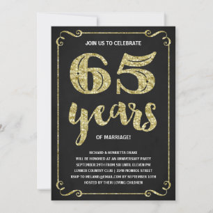 Gold Typography   Faux Foil 65th Anniversary Invitation
