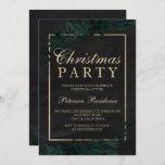 Gold typography Floral chalkboard leaf Christmas Invitation<br><div class="desc">A modern,   chic and elegant gold typography Floral green Christmas party invitation with black chalkboard and leaf foliage.</div>