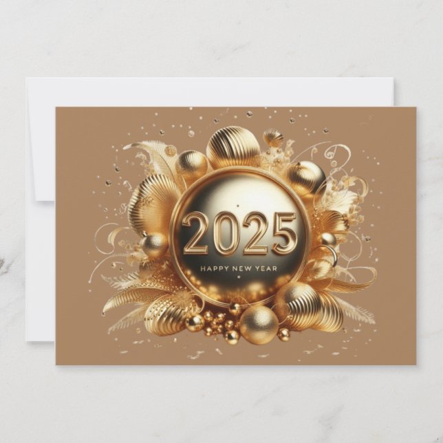 Gold typography happy new year 2025 thank you card (Front)