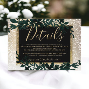gold typography leaf snow elegant winter details enclosure card