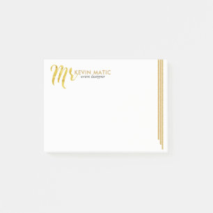 Gold Typography Mr Gold Stripes Modern Design Post-it Notes