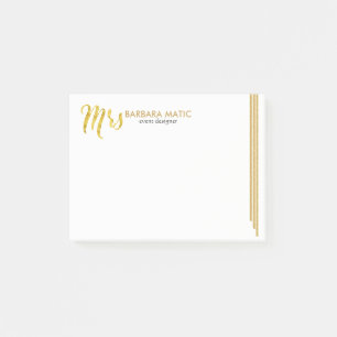 Gold Typography Mrs Gold Stripes Modern Design Post-it Notes