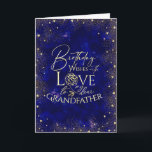 Gold Typography Night Sky Birthday  Grandfather Card<br><div class="desc">This modern and elegant birthday greeting card is thoughtfully designed for a grandfather, inspired by the beauty of a night sky filled with shimmering gold dust and tiny heart details that resemble glowing stars. The deep, rich background creates a calm and celestial atmosphere, while the gold accents add warmth, dignity,...</div>