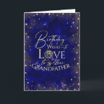 Gold Typography Night Sky Birthday  Grandfather Card<br><div class="desc">This modern and elegant birthday greeting card is thoughtfully designed for a grandfather, inspired by the beauty of a night sky filled with shimmering gold dust and tiny heart details that resemble glowing stars. The deep, rich background creates a calm and celestial atmosphere, while the gold accents add warmth, dignity,...</div>
