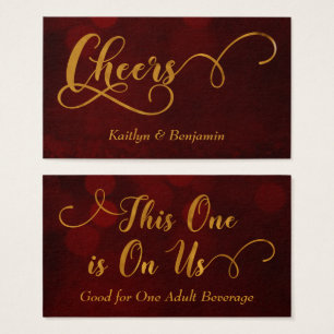 Gold Typography over Red Bokeh Drink Tickets