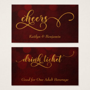 Gold Typography over Red Bokeh Drink Tickets