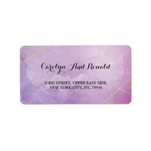 Gold typography pink watercolor label