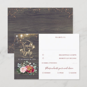 Gold Typography Rustic Fall Wedding RSVP