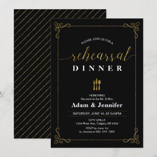 Gold Typography Wedding Rehearsal Dinner Card