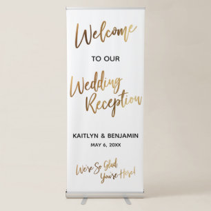 Gold Typography Welcome to Our Wedding Reception Retractable Banner