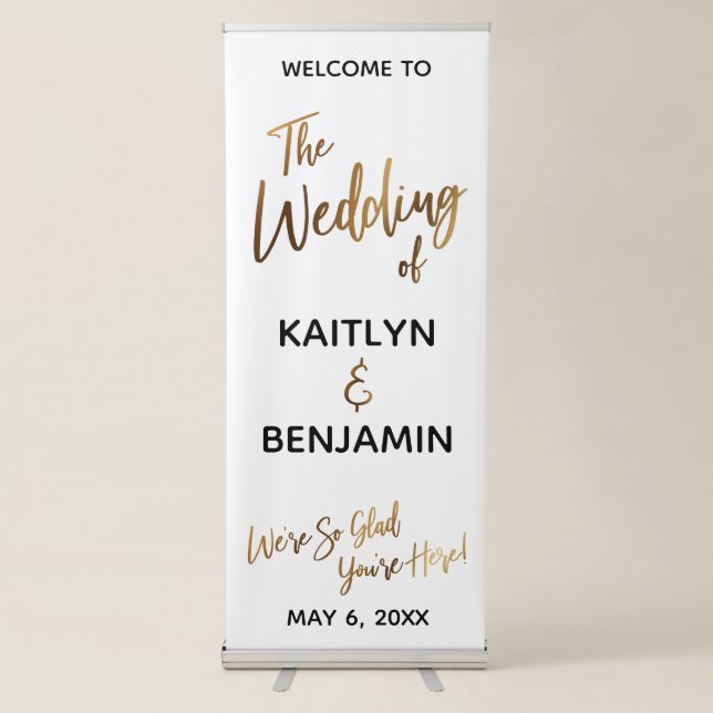 Gold Typography Welcome to The Wedding of Retractable Banner (Front)