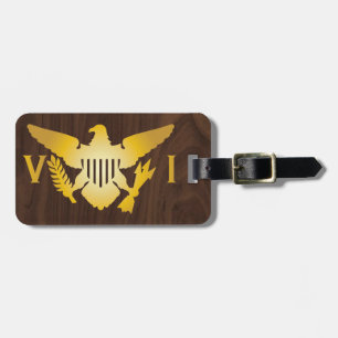 Gold U.S. Virgin Islands Flag Faux Wood Luggage Tag
