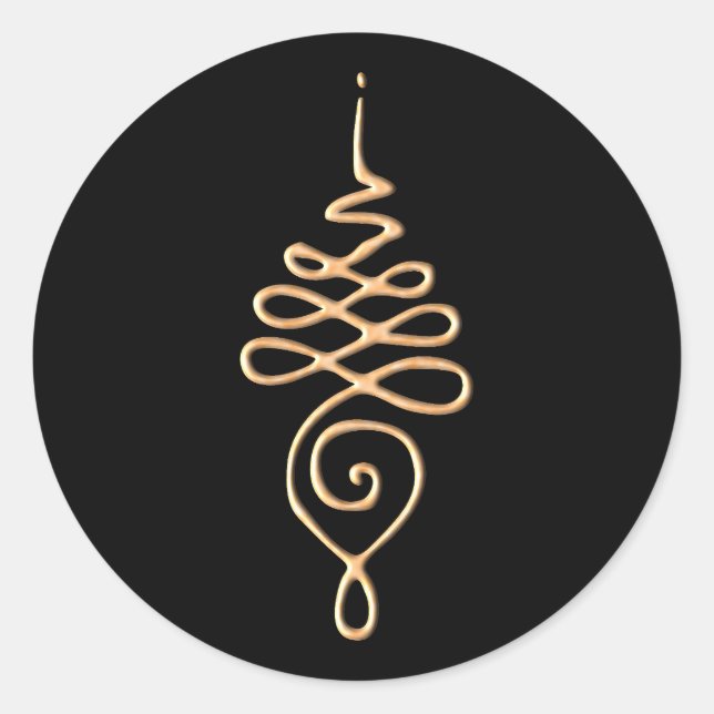 Gold Unalome Classic Round Sticker (Front)