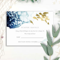GOLD UNDERWATER FISH DIAPER RAFFLE BABY SHOWER
