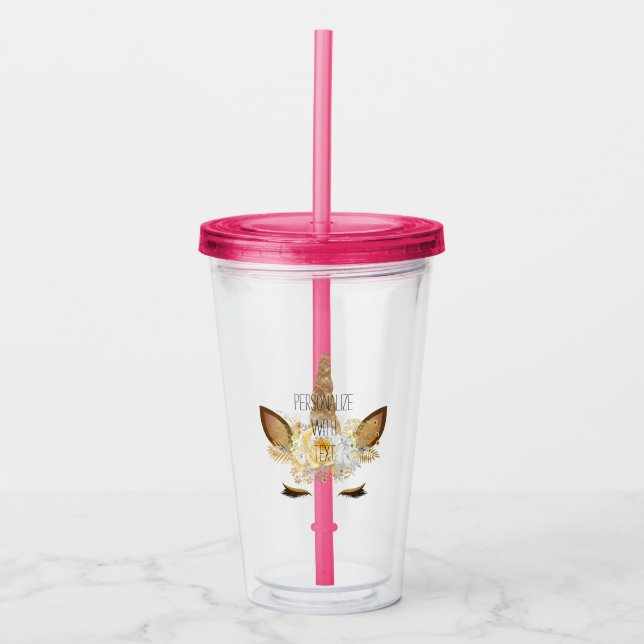 Gold Unicorn Acrylic Tumbler (Front)