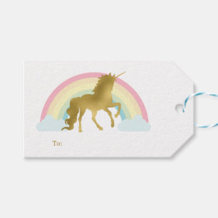 Gold Unicorn Birthday Gift Tags