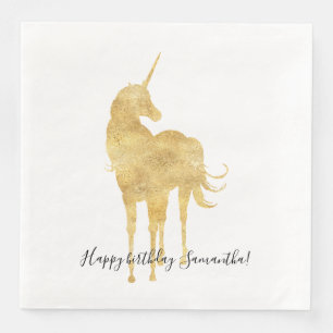 Gold Unicorn Birthday Napkin