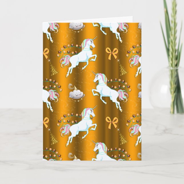 Gold Unicorn Christmas Card (Front)