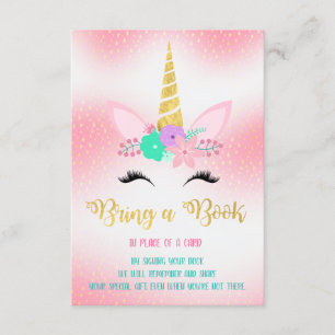 Gold Unicorn Floral bring a book insert card