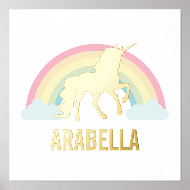 Gold Unicorn Personalised Name Foil Prints (Front)