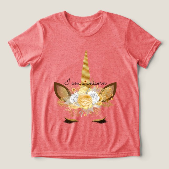 Gold Unicorn Tri-Blend Shirt (Design Front)