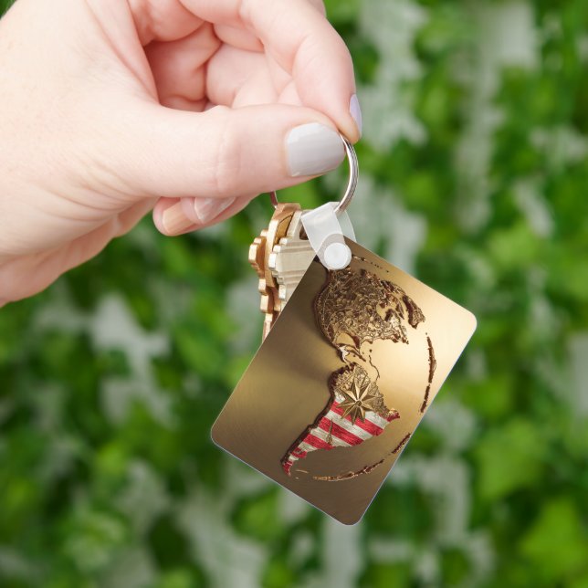 Gold United States Map #2 Key Ring (Hand)