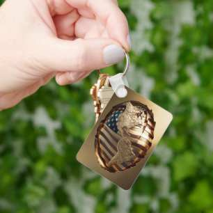 Gold United States Map #5 Key Ring