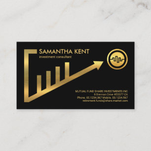 Gold Upwards Share Graph Frame Business Card