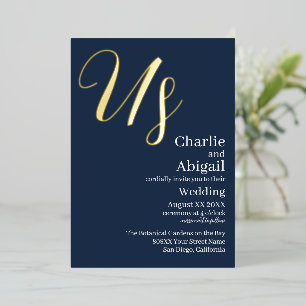 Gold US Modern Elegant Wedding on Navy Blue