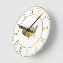 Gold USA Map with Roman Numerals