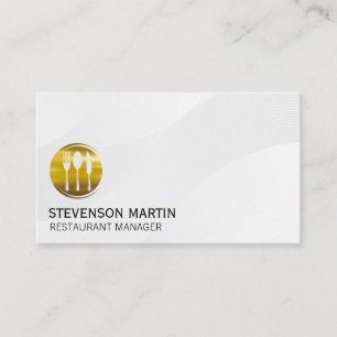Gold Utensils Logo Culinary Restaurant Business Card