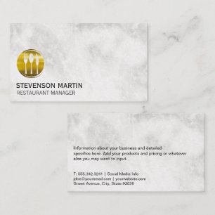 Gold Utensils Logo   Marble Business Card