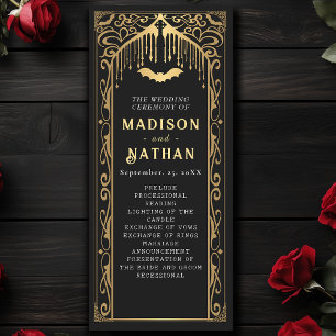 Gold Vampire Cathedral Gothic Wedding Programme