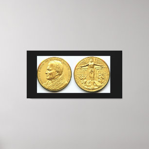 GOLD VATICAN COINS WITH POPE JOHN PAAUL ii Canvas Print