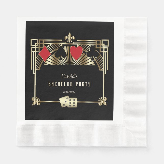 Gold Vegas Casino Royale Great Bachelor Party Napkin (Front)