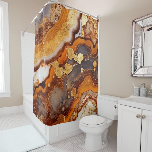 Gold Vein Agate Shower Curtain (In Situ)