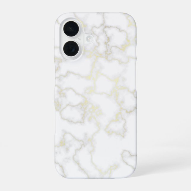 Gold Vein Pattern In White Marble Case-Mate iPhone 16 Case (Back)