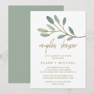 Gold Veined Eucalyptus Couples Shower Invitation