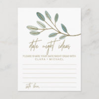 Gold Veined Eucalyptus Date Night Idea Cards