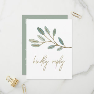 Gold Veined Eucalyptus Dietary Restriction RSVP Invitation Postcard
