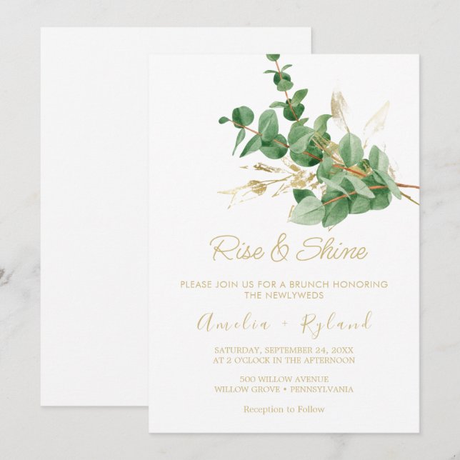 Gold Veined Eucalyptus | Rise & Shine Invitation (Front/Back)